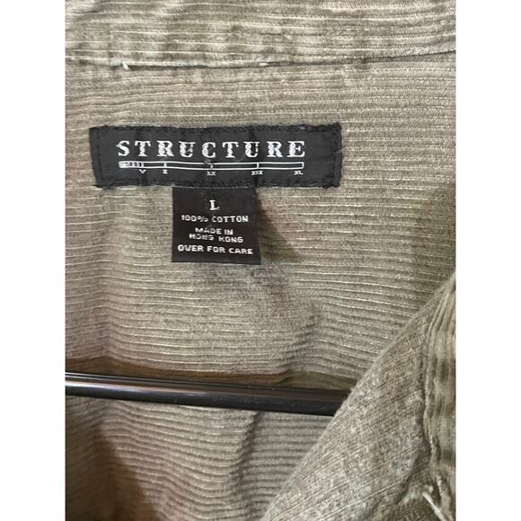 Vtg 90s Structure Corduroy Shirt Shacket Utility Jacket Pullover 1/4 Zip Chore L - Picture 3 of 7
